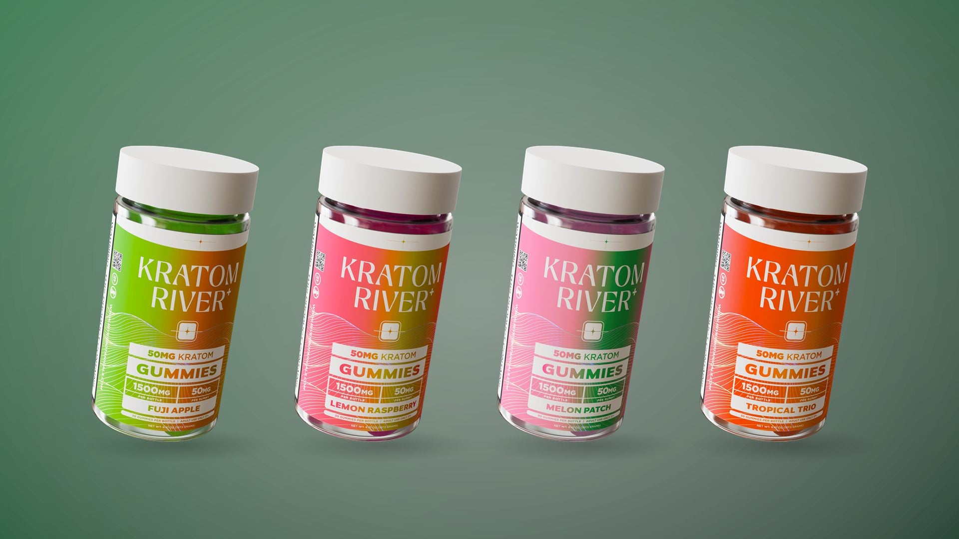 Four jars of Kratom River gummies